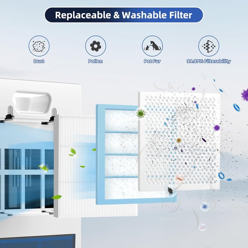 KeepGlad Dehumidifier, 98OZ Dehumidifiers for Home(1000sq.ft), Humidity Display Dehumidifier for Basement Bathroom Bedroom, Auto Shut Off, Washable Filter, Drain Hose, Timer, 7 Ambient Lights, White - Image 4